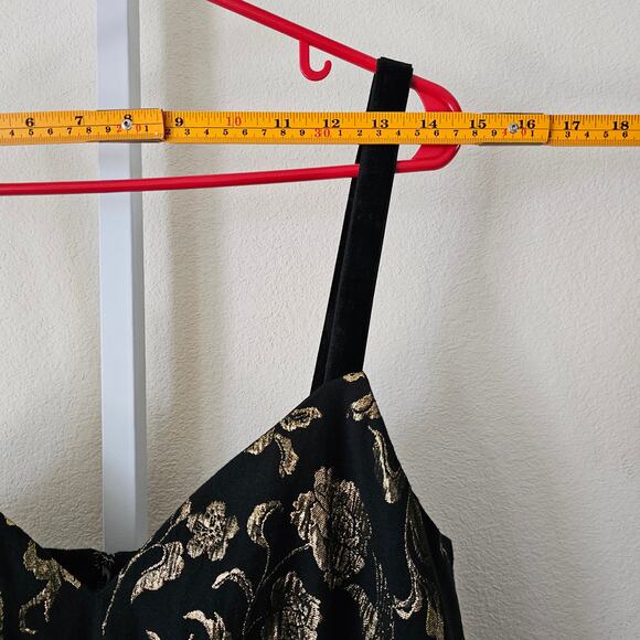 MAEVE Antropologie NWT Black & Gold Slim Jacquard Botanical Mini Dress Sz 14 - Picture 13 of 16